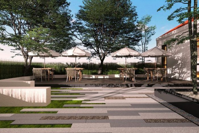 昆明西山區(qū)現(xiàn)代中式風格精品酒店裝修設計室外庭院效果圖